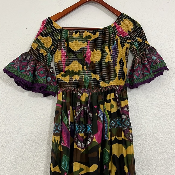 Antica Sartoria Italian Boho Camo African Folk Art Maxi Dress - Picture 14 of 17